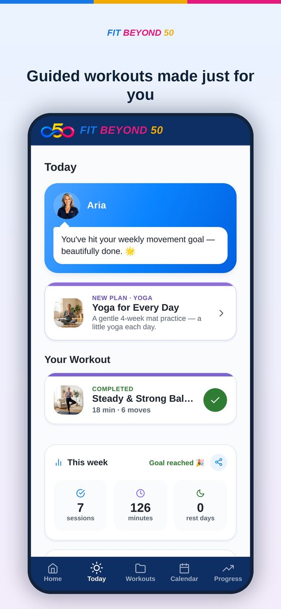 Fit Beyond 50 — Get Fit screen