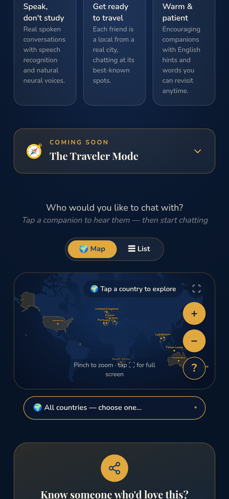 Amico — World map screen